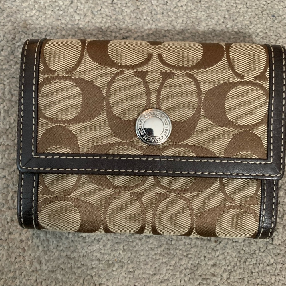 Coach Brown Signature Canvas Wallet
